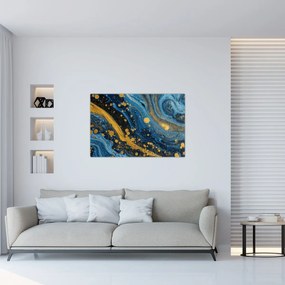 Kép - Kék absztrakció arannyal (90x60 cm)