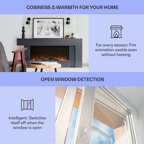 Klarstein Studio Light & Fire 2 Smart, kandalló, 1000/2000 W, MDF, WiFi Control
