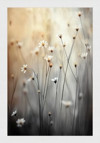 Poszter Keret Fa Reggel Rét Virágok Margaréta Kamilla Bokeh 40x60