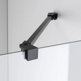 Stuxi Milano Easy Black Walk-in zuhanyfal, 90x200 cm, 8 mm vastag vízlepergető biztonsági üveggel, 200 cm magas, helytakarékos stabilizátorral