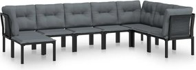 vidaXL 8 részes fekete-szürke polyrattan kerti társalgógarnitúra
