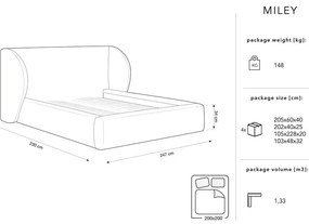 Bézs kárpitozott franciaágy tárolóhellyel, ágyráccsal 200x200 cm Miley – Micadoni Home