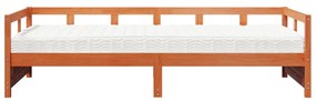 viaszbarna tömör fenyőfa kanapéágy matraccal 80 x 200 cm