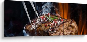 Egy sült steak képe (órával) (90x30 cm)