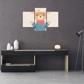 Kép - Bézs mackó koronával (90x60 cm)