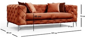 Narancssárga bársony kanapé 197 cm Como – Artie
