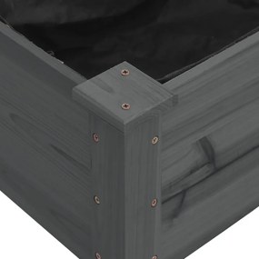 szürke tömör fenyőfa kerti magaságyás béléssel 240x120x25 cm