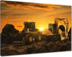 Képek 100x70 Kotrógép naplemente