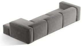 Világosszürke kordbársony sarokkanapé (jobb oldali-heverő résszel) Bergano – Cosmopolitan Design