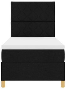 Box Spring Ágy Matraccal és LED Fekete 90x190 cm Szövet