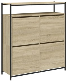 sonoma tölgy cipőszekrény 4 kihajtható fiókkal 100x34x112 cm