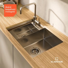 Klarstein TitanSteel konyhai mosogató, 61 x 50 cm, 2 mosogató, rozsdamentes acél, tűzálló