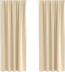 vidaXL Fekete Függöny Gyűrűkkel 2 pcs Krém 225 x 140 cm Poliészter