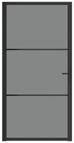 Fekete ESG üveg és alumínium beltéri ajtó 102,5 x 201,5 cm