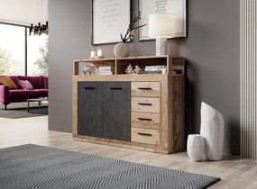 Komód 2 ajtóval és 4 fiókkal Old Style Light / Matera színkombinációban – LUNA MIDI A