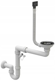 Gamma Gamma, 1-kamrás kézi szifon gránit mosogatóhoz négyzetes túlfolyóval, fekete matt, GMA-1M11ZBKLB