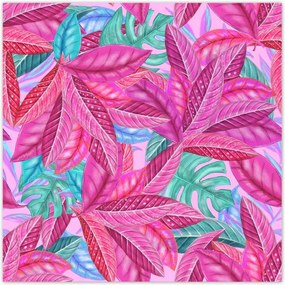 Poszterek 140x140 Rózsaszín fújt levelek