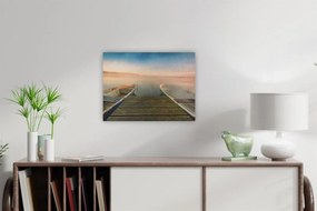 Fali kép Móló hajókkal LED időzítővel 30 x 40 cm