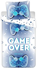 Fehér-kék egyszemélyes pamut gyerek ágyneműhuzat 140x200 cm Game over – Jerry Fabrics