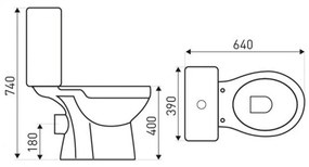 C-CLEAR monoblokkos WC hátsó kifolyással ülőkével