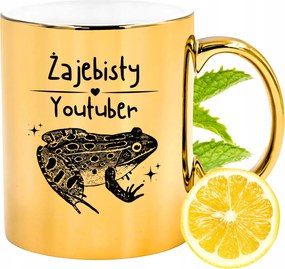 Arany csillogó bögre Youtubernek Ajándék Nyomtatott Fotóval