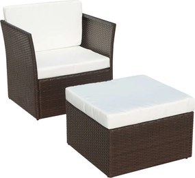 vidaXL barna kerti polyrattan szék zsámollyal