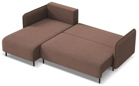 Rózsaszín kinyitható-tárolóhelyes sarokkanapé (bal oldali) Luana – Makamii