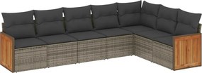 vidaXL 7 részes szürke polyrattan kerti ülőgarnitúra párnákkal