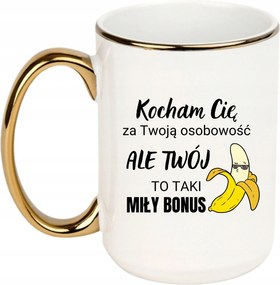 Bögre Fehér Arany Fül Nagy 440ml Vicces Ajándék Szeretlek