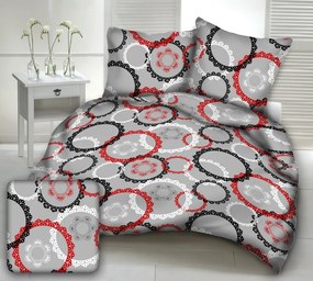 MODERN RED CIRCLES pamut ágynemű DeLuxe Ágynemű mérete: 140x200 cm, A csomag tartalma: Készletcsomagolás