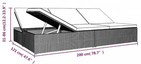 barna polyrattan átalakítható napozóágy párnákkal