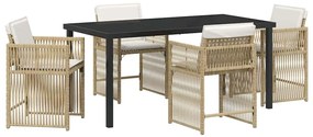 vidaXL Kert étkező szett 5 pcs Bézs polirattan