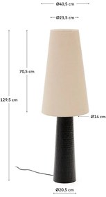 Fekete-krémszínű állólámpa textil búrával (magasság 129 cm) Senni – Kave Home