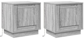 Éjjeli szekrények LED világítással 2 db Szürke Sonoma 44x34,5x45 cm