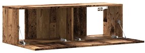 antik fa színű szerelt fa fali TV-szekrény 100 x 30 x 30 cm