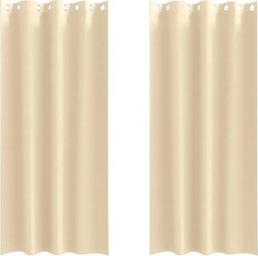 vidaXL Fekete Függöny Gyűrűkkel 2 pcs Krém 225 x 140 cm Poliészter