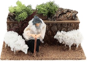 Elektromos Mozgatható Betlehem Figura 'pásztor Bárányokkal'- 12cm-es figurákhoz