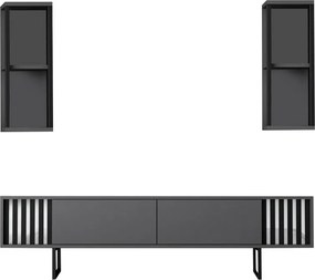 TV-állvány polcokkal Chrome Anthracite and Black