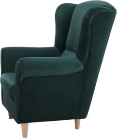 Füles fotel, szövet smaragd, CHARLOT