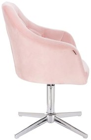 HR831CROSS Púderrózsaszín Modern Velúr Szék Krómozott lábbal