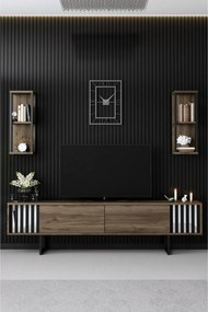TV-állvány polcokkal Chrome Walnut and Black