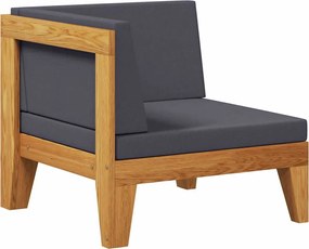 vidaXL elemes tömör akácfa sarokkanapé sötétszürke párnákkal