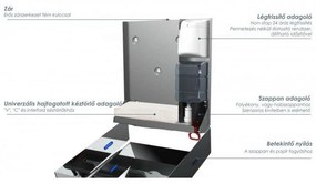 Rozsdamentes Multifunkcionális adagoló, szappan, kéztörlő, illat, tükörrel