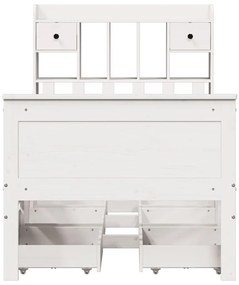 fehér tömör fenyőfa könyvespolcos ágy matrac nélkül 90 x 200 cm