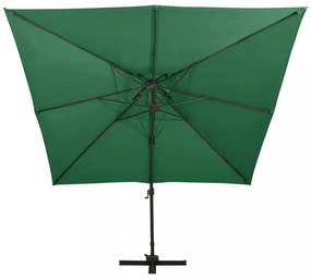 zöld dupla tetejű konzolos napernyő 300 x 300 cm