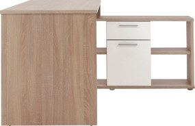 Sarok íróasztal, sonoma tölgy/fehér, NOE NEW