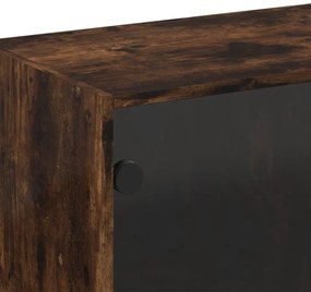 füstös tölgyszínű faliszekrény üvegajtókkal 68 x 37 x 68,5 cm