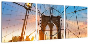 Kép - Brooklyn, híd, Manhattan, New York (órával) (90x30 cm)
