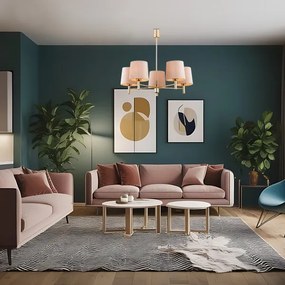 Brilagi - Rúddal szerelt MONTE csillár 5xE27/15W/230V bézs/arany