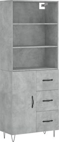 vidaXL betonszürke szerelt fa magasszekrény 69,5 x 34 x 180 cm